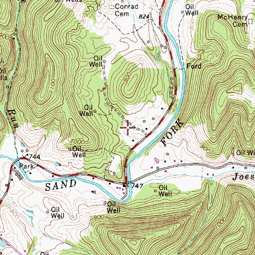 Topographic Map of Glenville District, WV