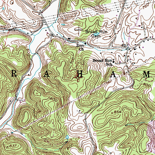 Topographic Map of Graham District, WV