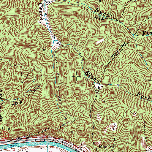 Topographic Map of Harts Creek District (historical), WV