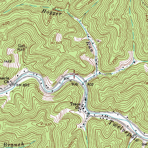 Topographic Map of Harvey District (historical), WV