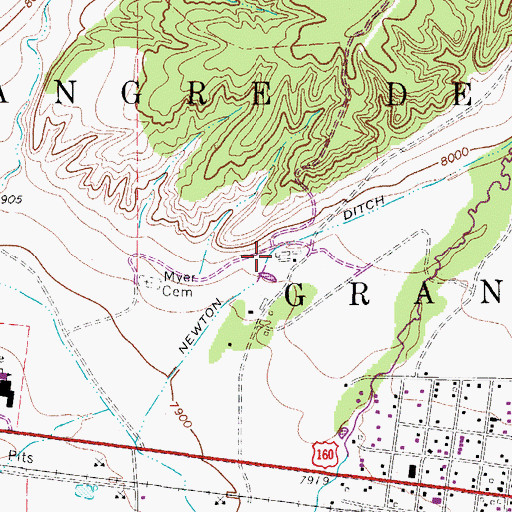 Topographic Map of Newton Ditch, CO
