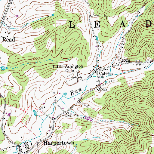 Topographic Map of Leadsville District, WV