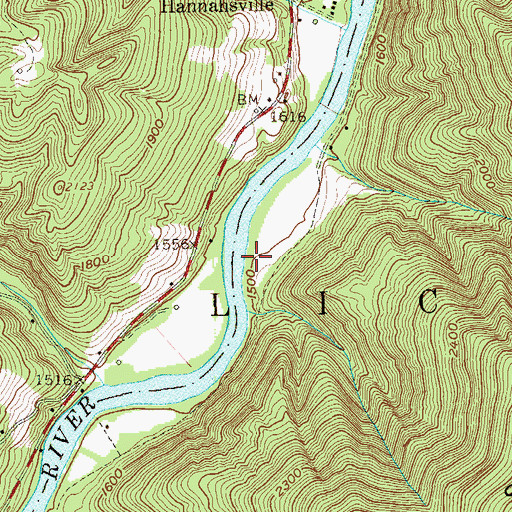 Topographic Map of Licking District, WV