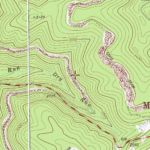 Topographic Map of Middle Fork District, WV