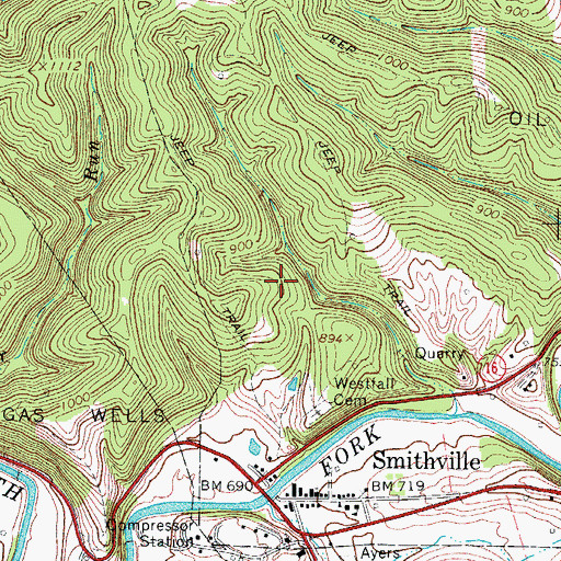 Topographic Map of Murphy District, WV