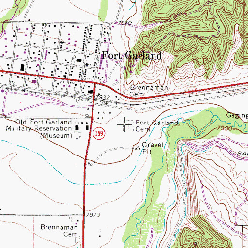 Topographic Map of Fort Garland Cemetery, CO