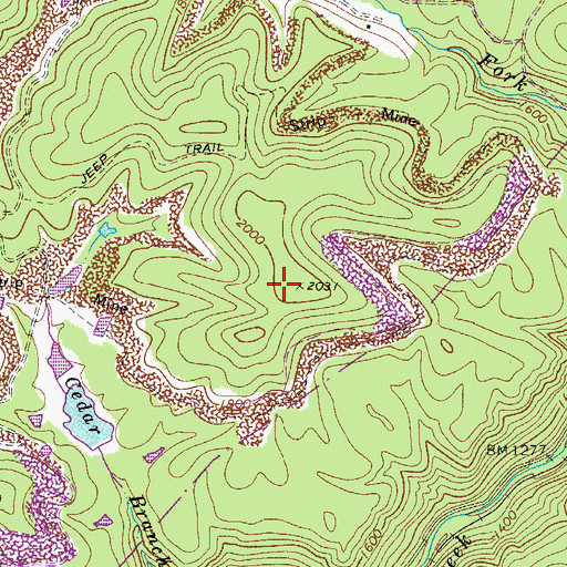 Topographic Map of Plateau District, WV