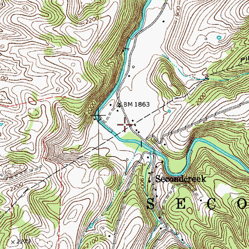 Topographic Map of Second Creek District (historical), WV