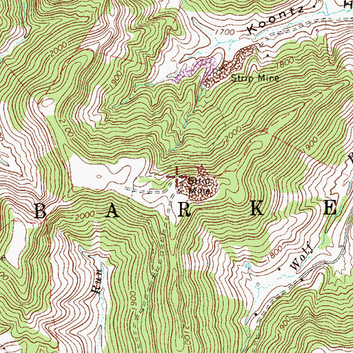 Topographic Map of South District, WV