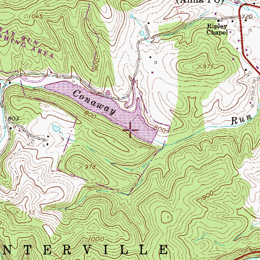 Topographic Map of South District, WV