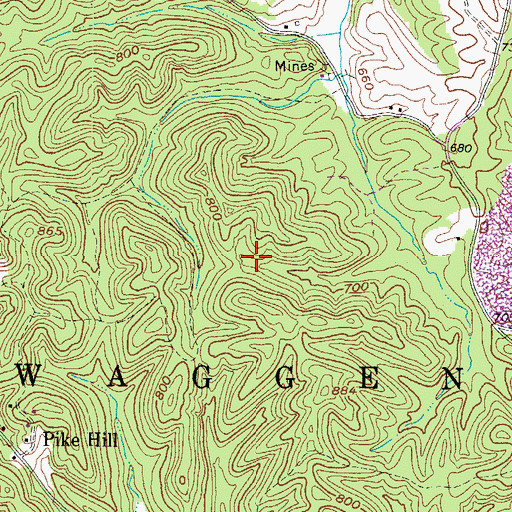 Topographic Map of Waggener District, WV