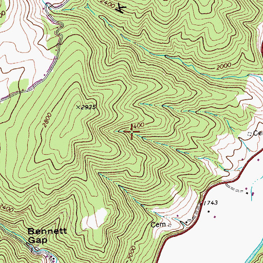 Topographic Map of Western District, WV