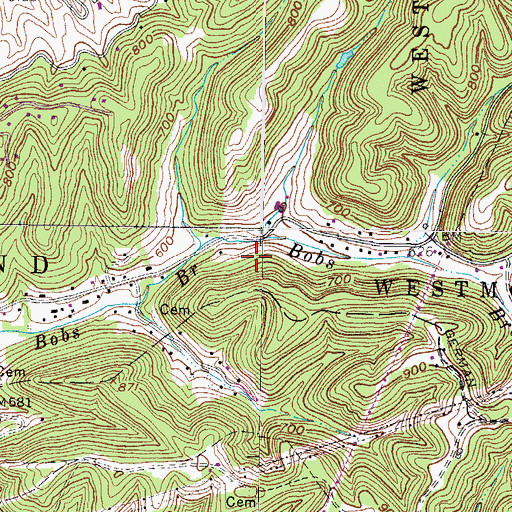 Topographic Map of Westmoreland District, WV