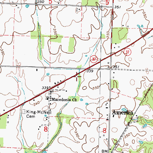 Topographic Map of America Election Precinct, IL