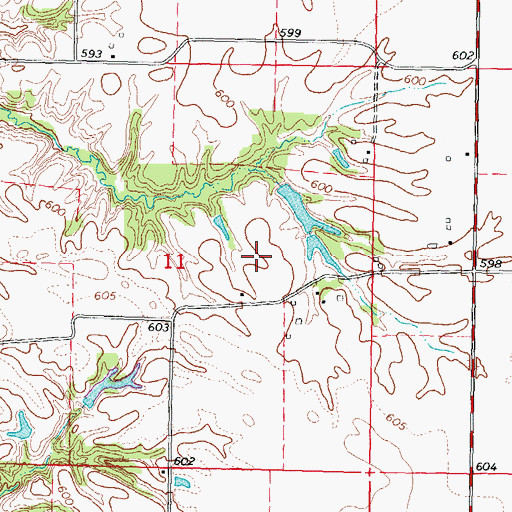 Topographic Map of Athens South Number 1 Election Precinct, IL