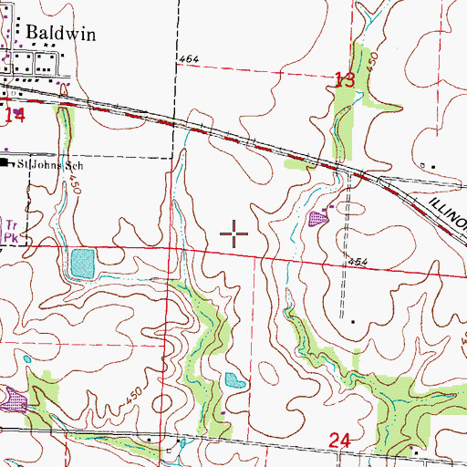 Topographic Map of Baldwin Election Precinct, IL