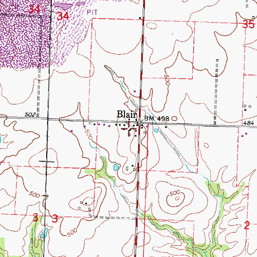 Topographic Map of Blair Election Precinct, IL