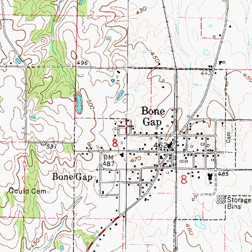 Topographic Map of Bone Gap Election Precinct, IL