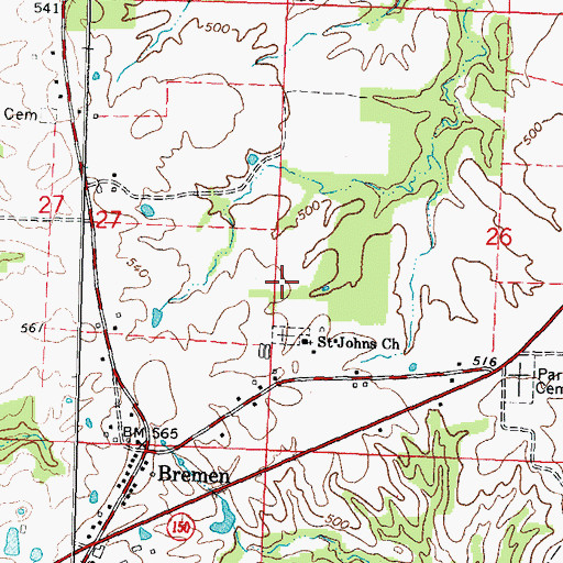 Topographic Map of Bremen Election Precinct, IL