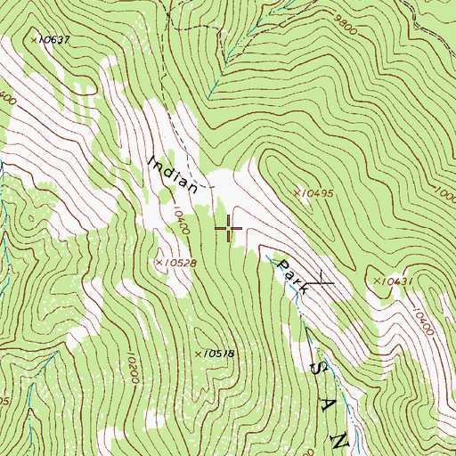 Topographic Map of Indian Park, CO