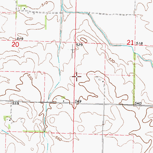 Topographic Map of Indian Creek Number 7 Election Precinct, IL