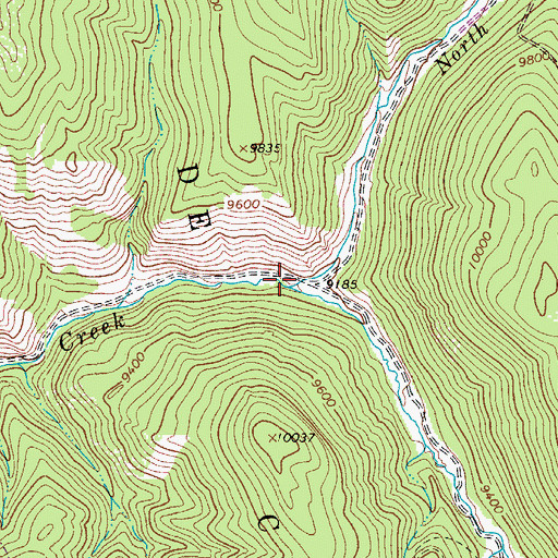 Topographic Map of South Fork West Indian Creek, CO
