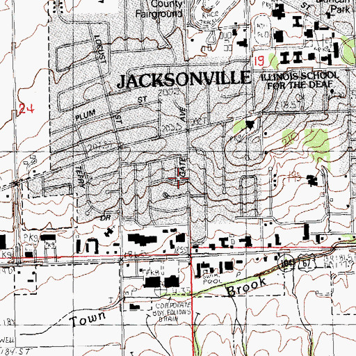 Topographic Map of Jacksonville Number 12 Election Precinct, IL