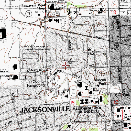 Topographic Map of Jacksonville Number 15 Election Precinct, IL