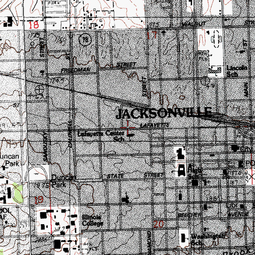 Topographic Map of Jacksonville Number 18 Election Precinct, IL