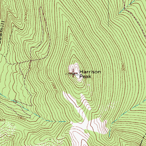 Topographic Map of Harrison Peak, CO