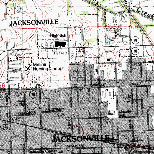 Topographic Map of Jacksonville Number 19 Election Precinct (historical), IL