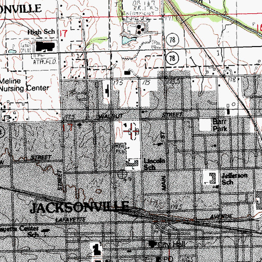 Topographic Map of Jacksonville Number 2 Election Precinct, IL