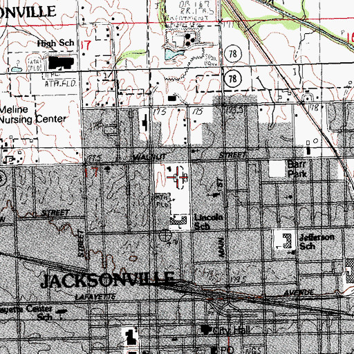 Topographic Map of Jacksonville Number 2 Election Precinct, IL