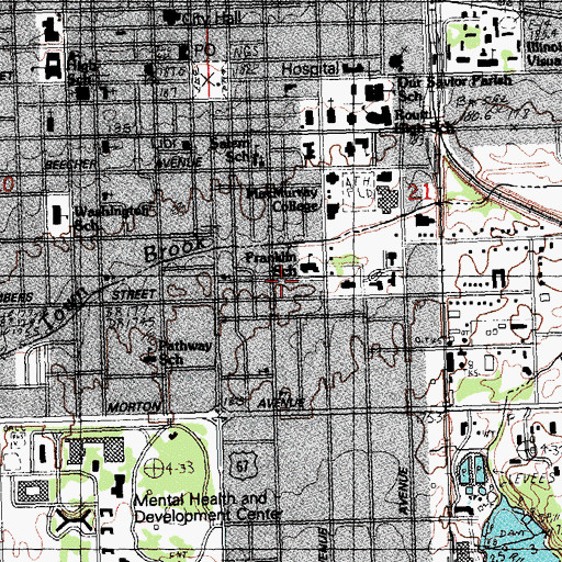 Topographic Map of Jacksonville Number 5 Election Precinct, IL