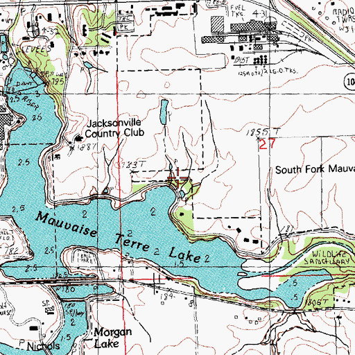 Topographic Map of Jacksonville Number 6 Election Precinct, IL