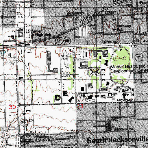 Topographic Map of Jacksonville Number 7 Election Precinct, IL