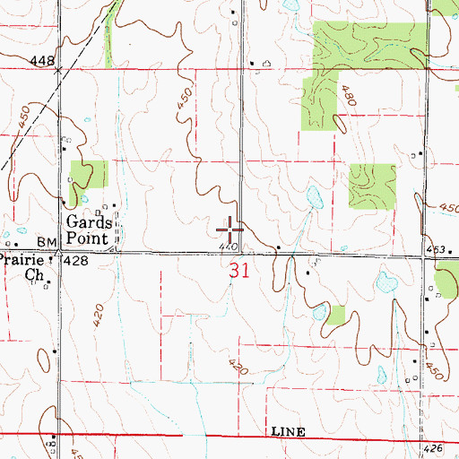 Topographic Map of Lick Prairie Election Precinct, IL