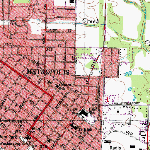 Topographic Map of Lincoln Election Precinct, IL