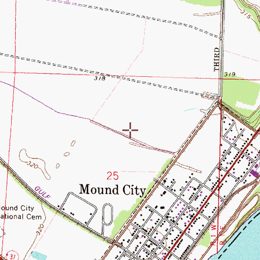 Topographic Map of Mound City Election Precinct, IL