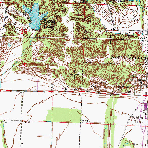Topographic Map of Mounds Election Precinct, IL