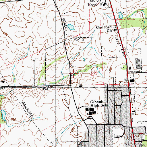 Topographic Map of Election Precinct 16, IL