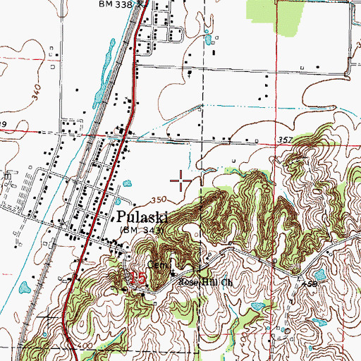 Topographic Map of Pulaski Election Precinct, IL