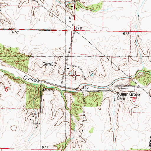 Topographic Map of Sugar Grove Number 5 Election Precinct, IL