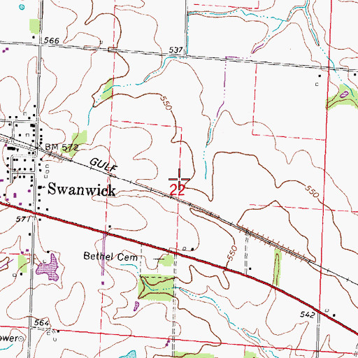 Topographic Map of Swanwick Election Precinct, IL