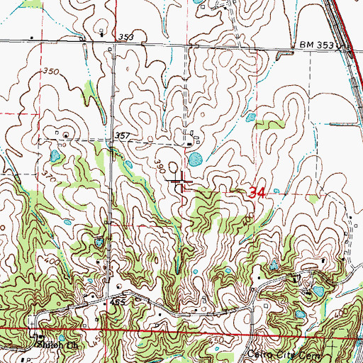 Topographic Map of Villa Ridge Election Precinct, IL