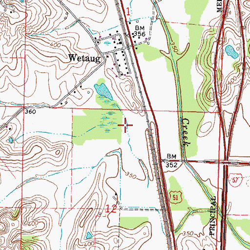 Topographic Map of Wetaug Election Precinct, IL
