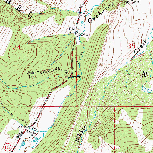 Topographic Map of Bend Creek, CO