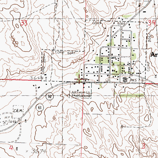 Topographic Map of Arthur Election Precinct, NE