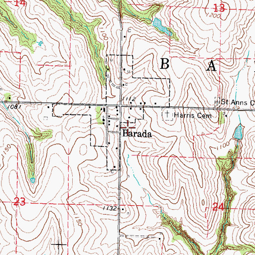 Topographic Map of Barada Election Precinct, NE