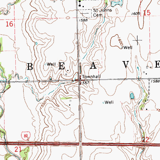 Topographic Map of Beaver Election Precinct, NE